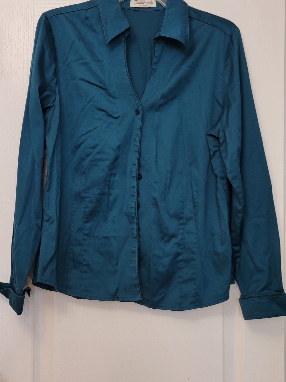 Coldwater Creek Teal Long-Sleeve Button Front Shirt